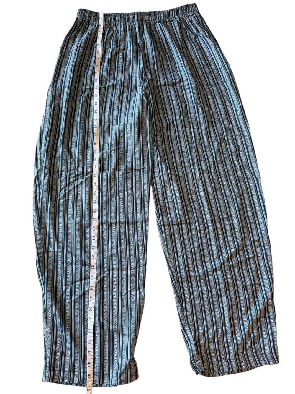 Liz Baker Navy Stripe Pattern Wide-Leg Pants - Picture 6 of 6